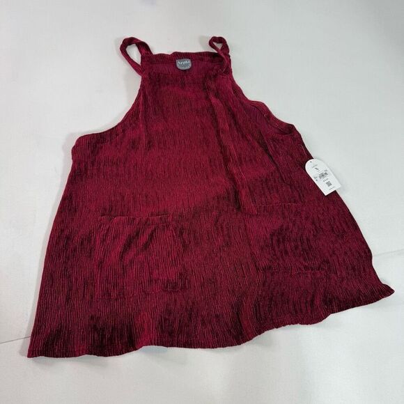 Arula Mini Jumper Dress Women XL Red Burgundy Velvet Textured New Preppy Boho - Picture 1 of 11